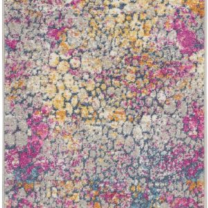 2?x 10?Yellow and Pink Coral Reef Runner Rug