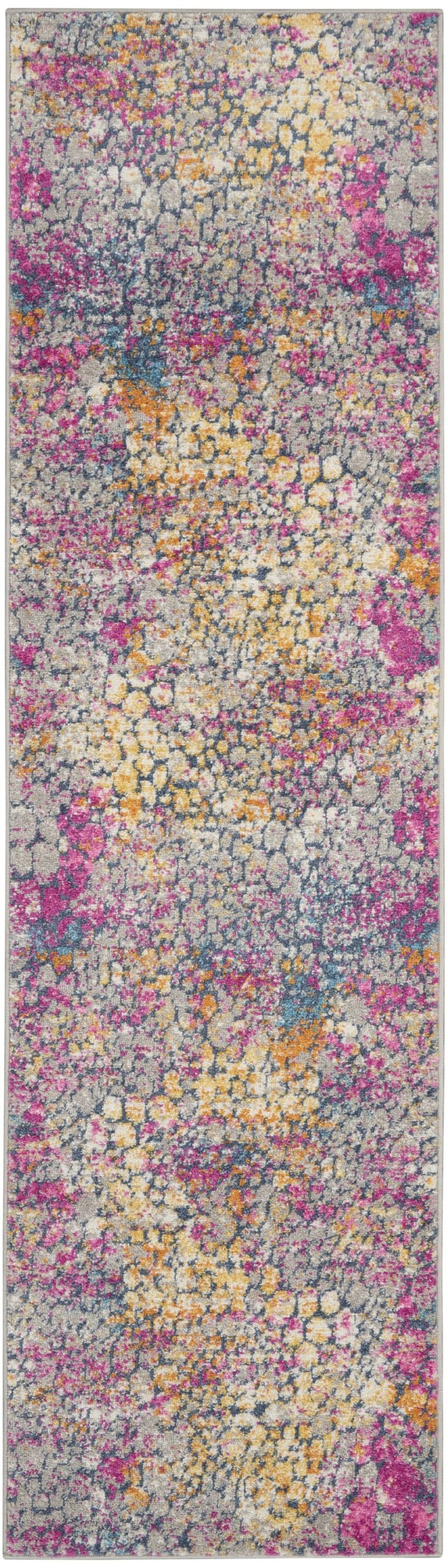 2?x 10?Yellow and Pink Coral Reef Runner Rug