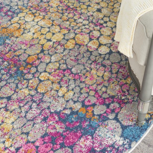 4?Round Yellow and Pink Coral Reef Area Rug - Image 4