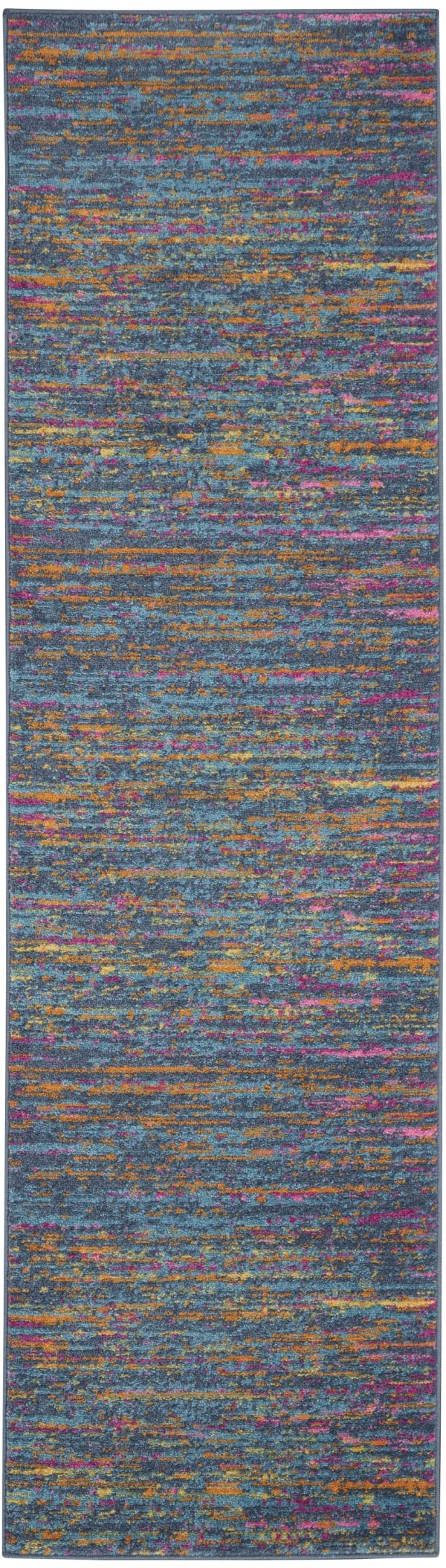 2?x 6?Blue Distressed Striations Runner Rug