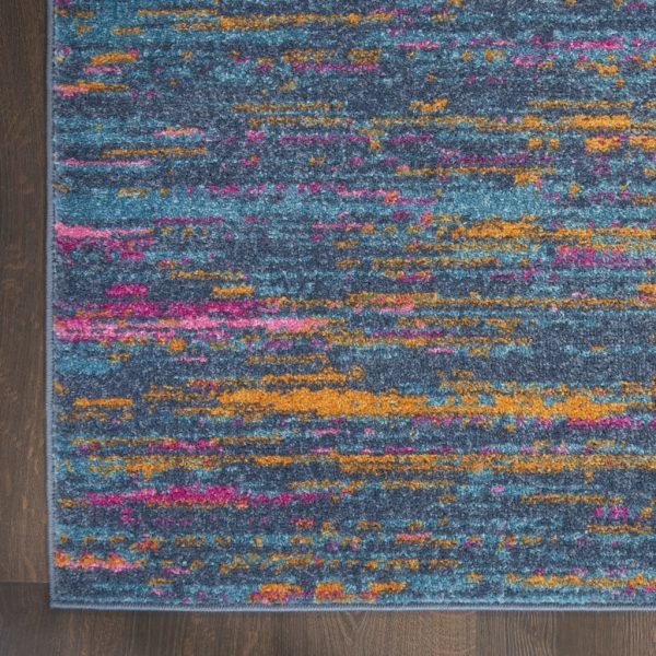 2?x 6?Blue Distressed Striations Runner Rug - Image 2