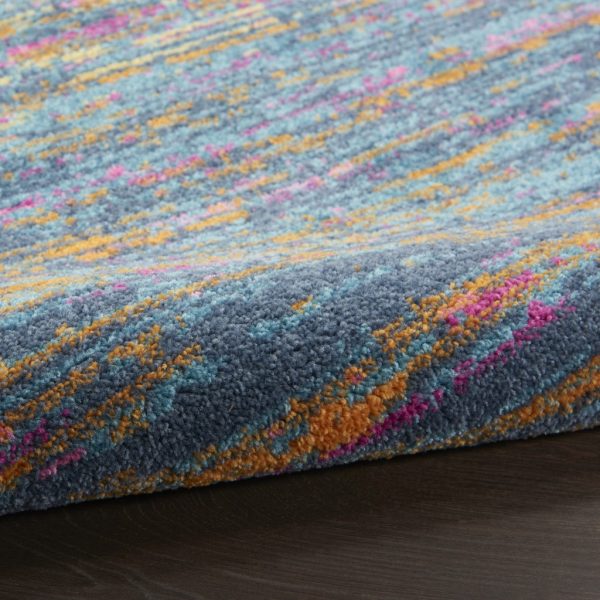 2?x 6?Blue Distressed Striations Runner Rug - Image 3