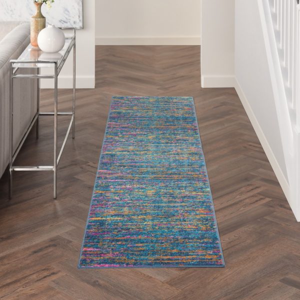 2?x 6?Blue Distressed Striations Runner Rug - Image 4
