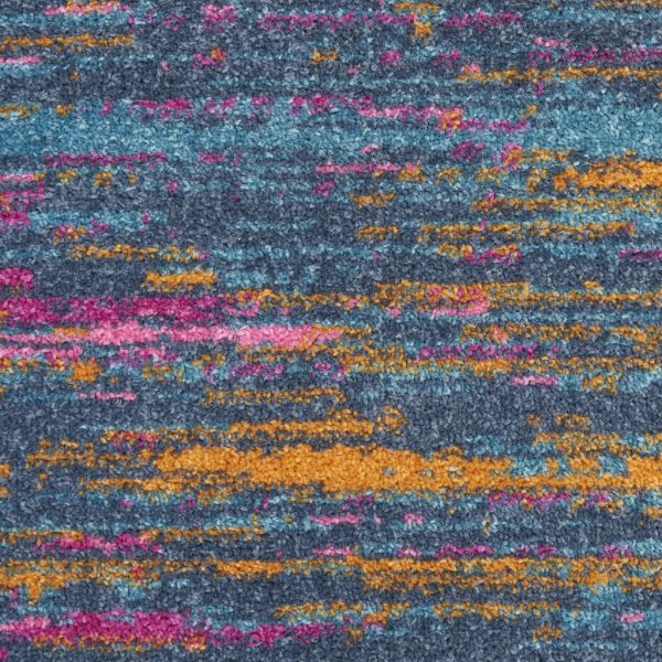 2?x 6?Blue Distressed Striations Runner Rug - Image 5