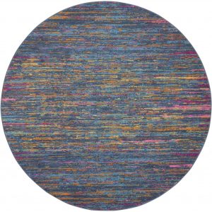 4?Round Blue Distressed Striations Area Rug