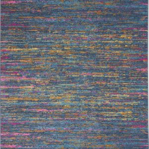 5?x 7?Blue Distressed Striations Area Rug