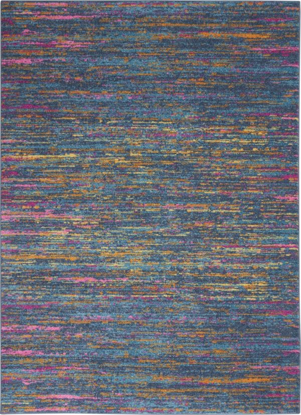 5?x 7?Blue Distressed Striations Area Rug