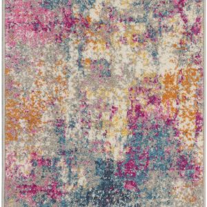 2?x 3?Ivory and Multi Abstract Scatter Rug
