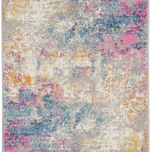 2?x 10?Ivory and Multi Abstract Runner Rug