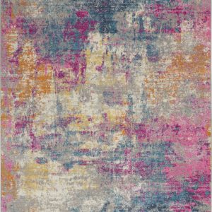 5?x 7?Ivory and Multi Abstract Area Rug