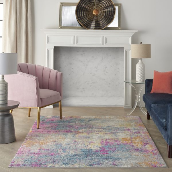 5?x 7?Ivory and Multi Abstract Area Rug - Image 4
