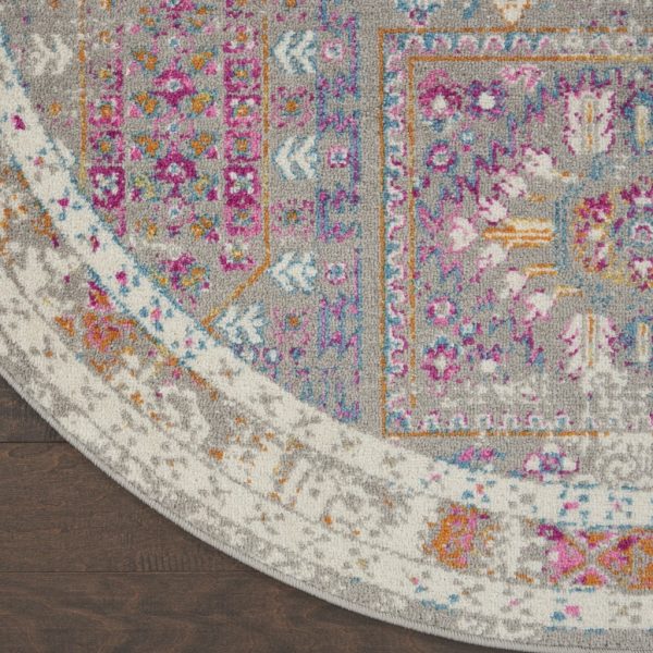 4?Round Gray Distressed Ornamental Area Rug - Image 2