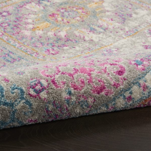 4?Round Gray Distressed Ornamental Area Rug - Image 3
