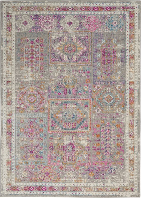 5?x 7?Gray Distressed Ornamental Area Rug