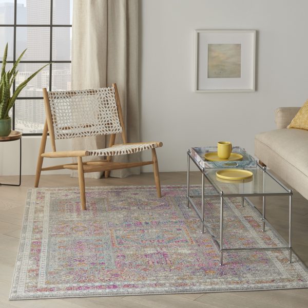5?x 7?Gray Distressed Ornamental Area Rug - Image 5