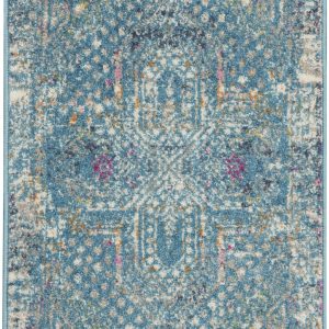 2?x 3?Blue Distressed Medallion Scatter Rug