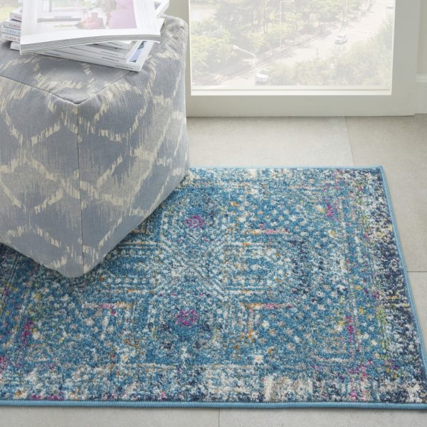 2?x 3?Blue Distressed Medallion Scatter Rug - Image 4