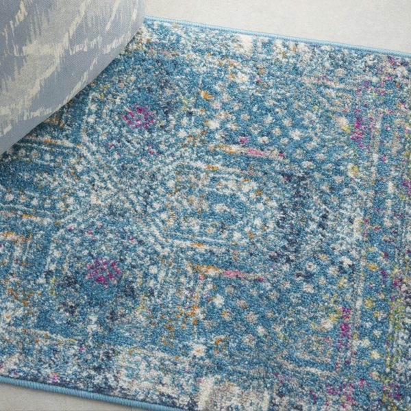 2?x 3?Blue Distressed Medallion Scatter Rug - Image 5