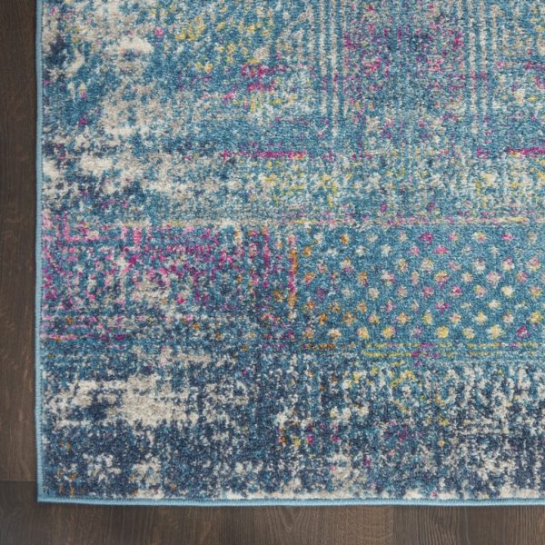 2?x 10?Blue Distressed Medallion Runner Rug - Image 2