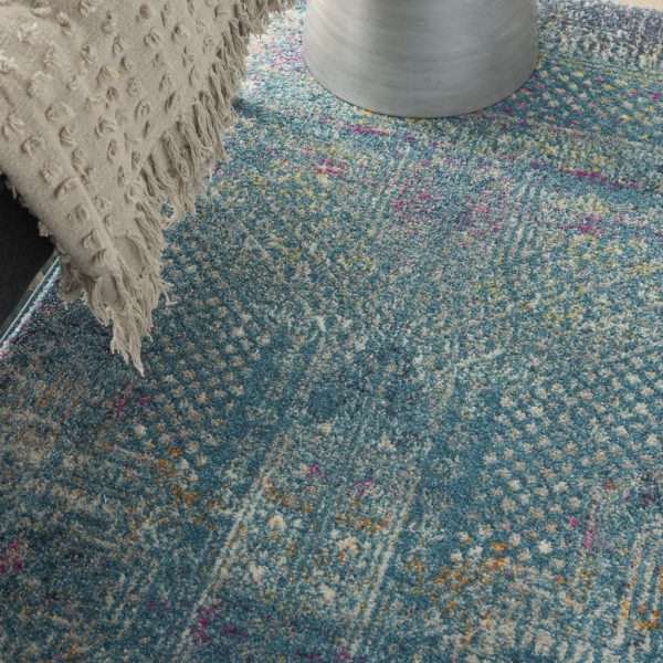 5?x 7?Blue Distressed Medallion Area Rug - Image 5
