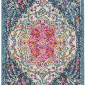 2?x 3?Blue and Pink Medallion Scatter Rug