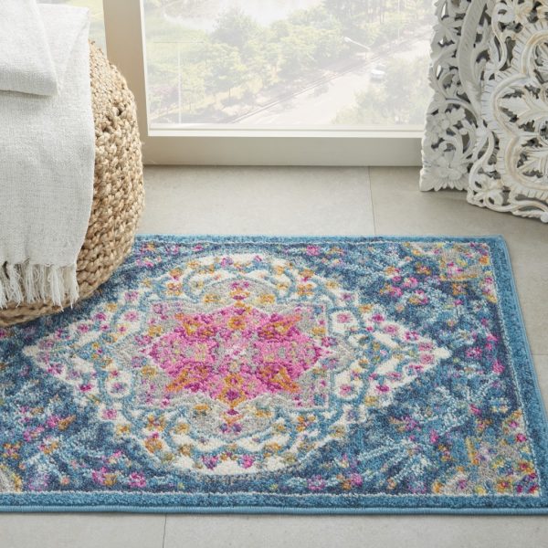 2?x 3?Blue and Pink Medallion Scatter Rug - Image 3