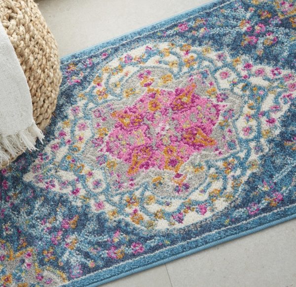 2?x 3?Blue and Pink Medallion Scatter Rug - Image 4