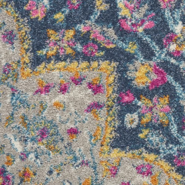 2?x 10?Blue and Pink Medallion Runner Rug - Image 4