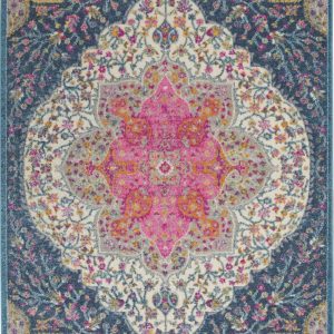 4?x 6?Blue and Pink Medallion Area Rug