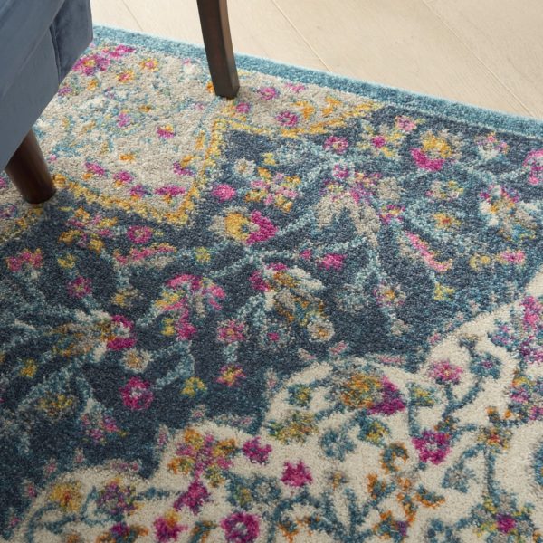 4?x 6?Blue and Pink Medallion Area Rug - Image 4