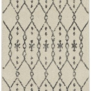 2?x 10?Ivory and Gray Geometric Runner Rug