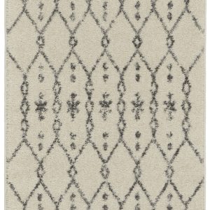 2?x 8?Ivory and Gray Geometric Runner Rug