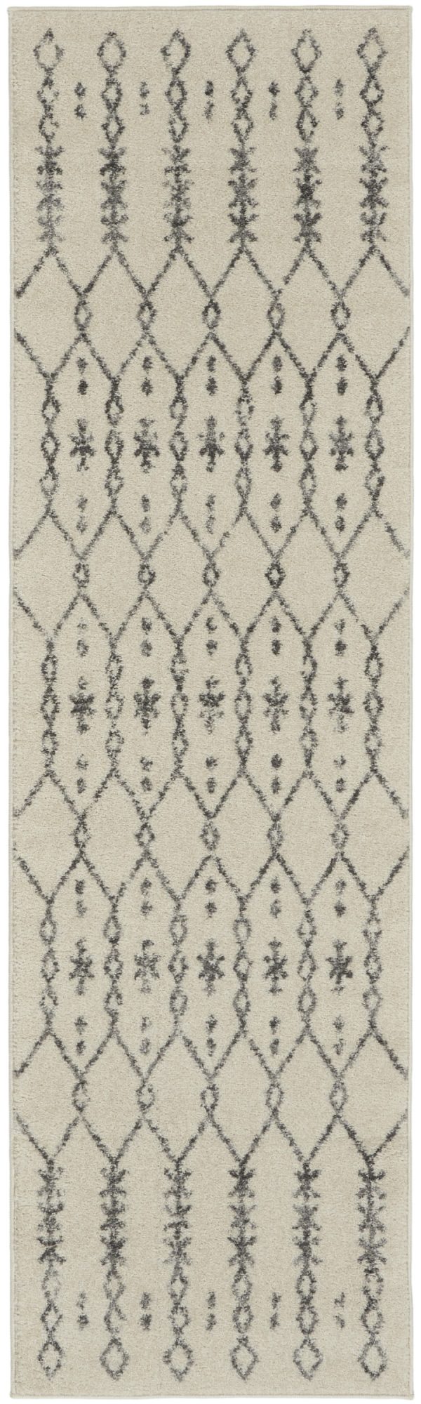 2?x 8?Ivory and Gray Geometric Runner Rug
