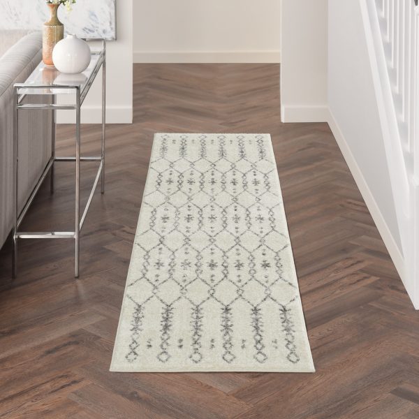 2?x 8?Ivory and Gray Geometric Runner Rug - Image 4