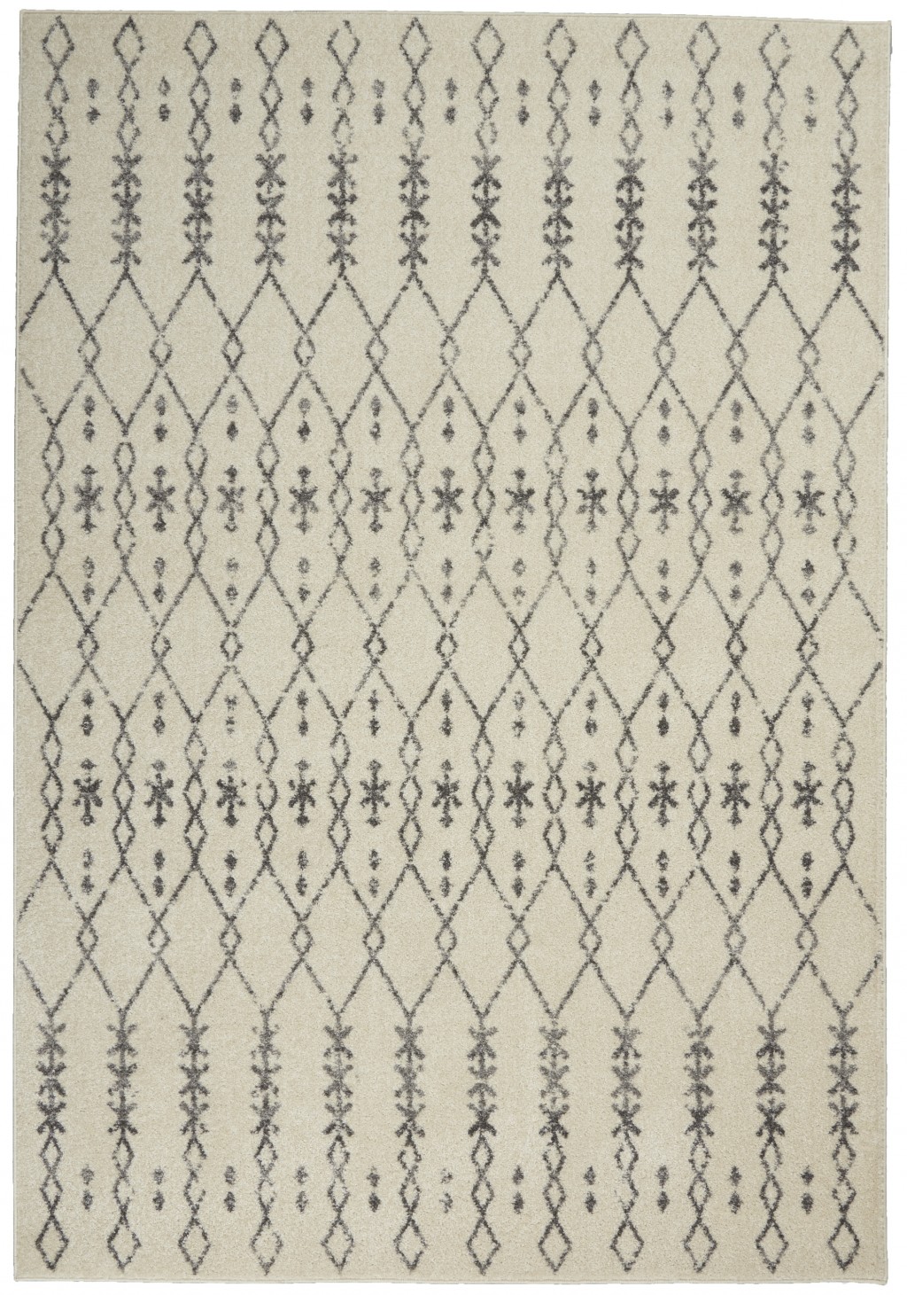 5?x 7?Ivory and Gray Geometric Area Rug