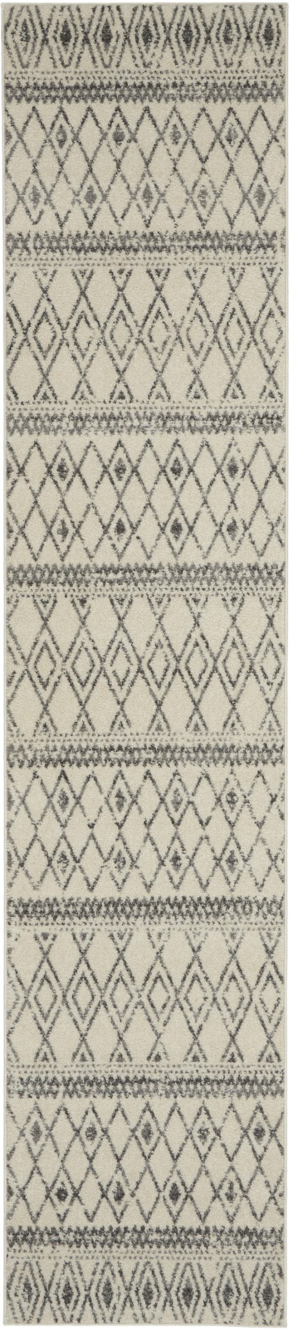 2?x 10?Ivory and Gray Berber Pattern Runner Rug