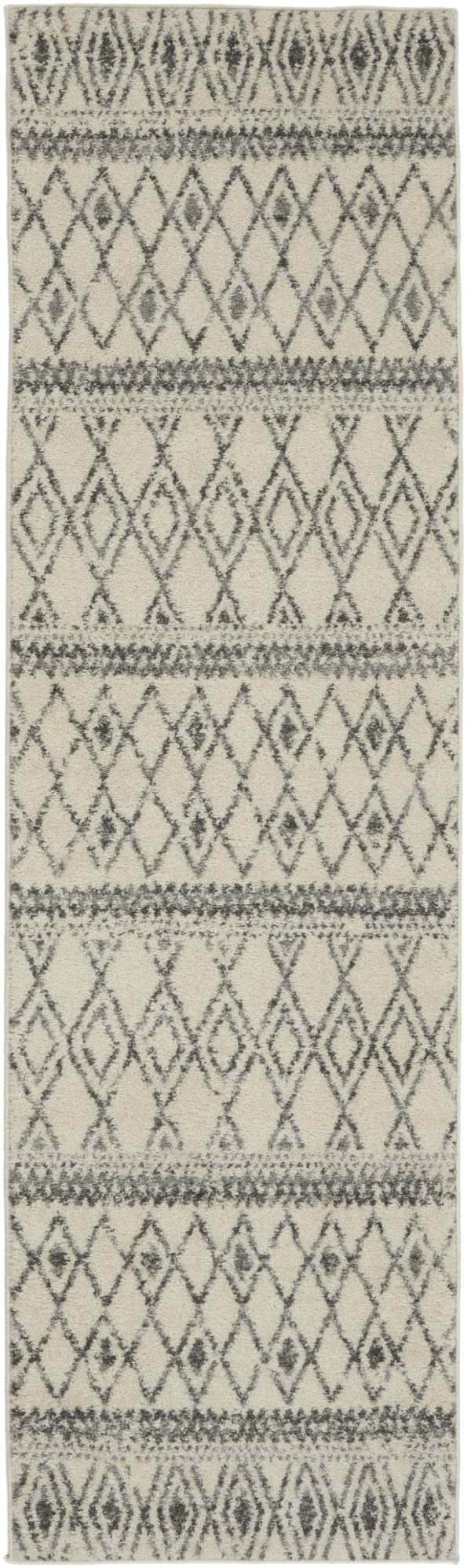 2?x 8?Ivory and Gray Berber Pattern Runner Rug