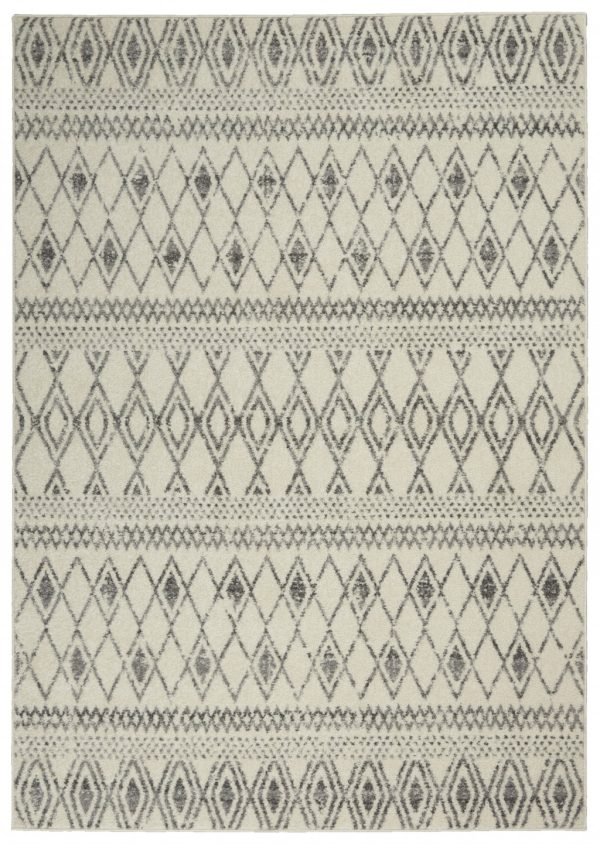 5?x 7?Ivory and Gray Berber Pattern Area Rug