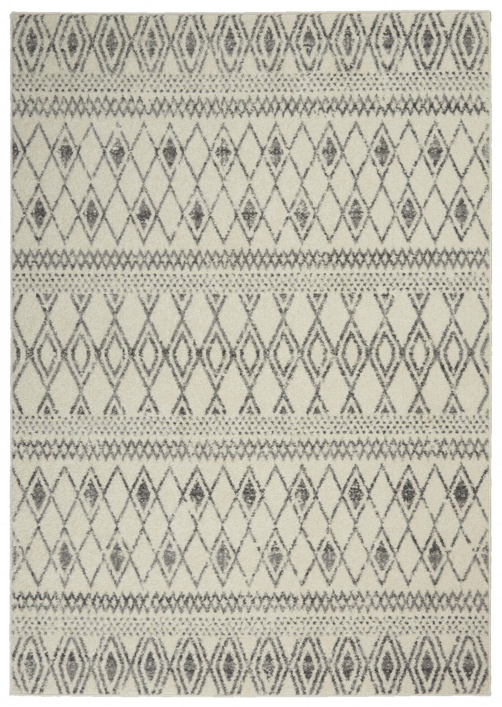 5?x 7?Ivory and Gray Berber Pattern Area Rug