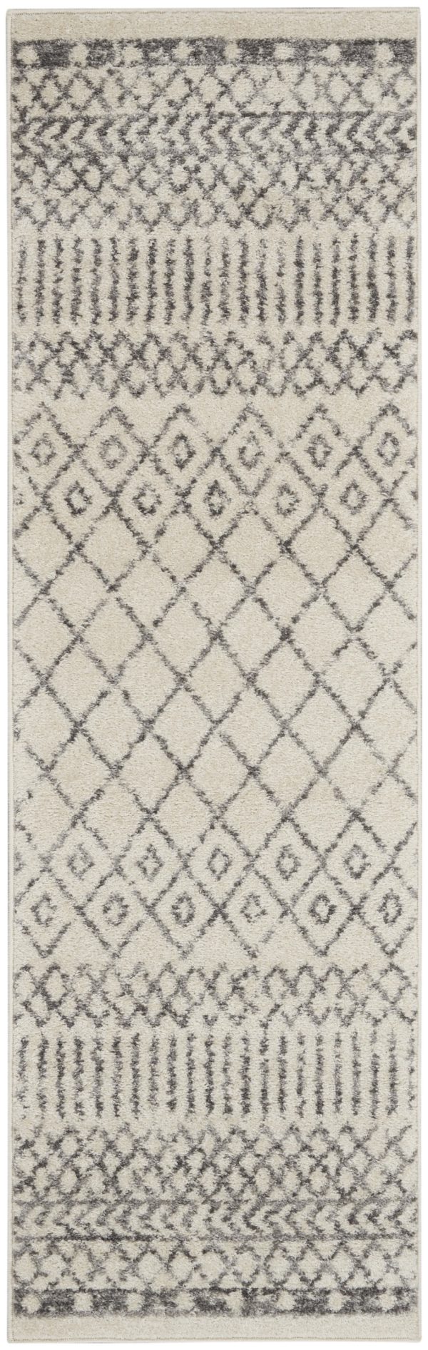 2?x 6?Ivory and Gray Geometric Runner Rug