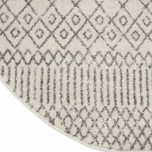 4?Round Ivory and Gray Geometric Area Rug - Image 5
