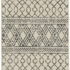 2?x 10?Ivory and Gray Geometric Runner Rug