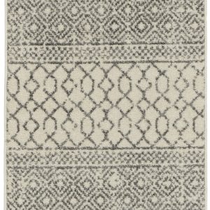 2?x 8?Ivory and Gray Geometric Runner Rug
