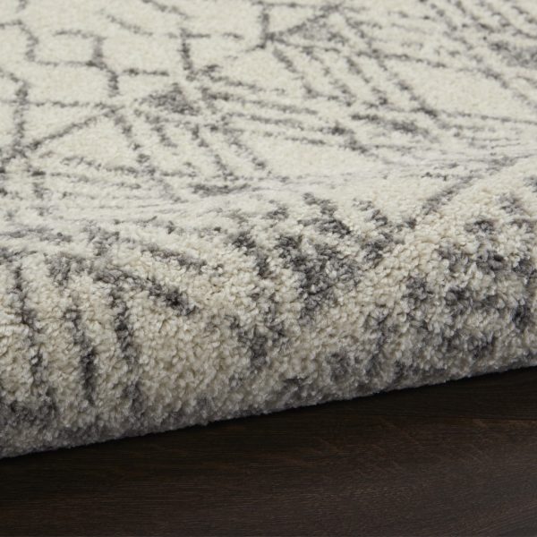 2?x 8?Ivory and Gray Geometric Runner Rug - Image 3