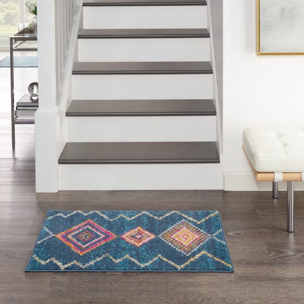 2?x 3?Navy Blue Berber Pattern Scatter Rug - Image 4