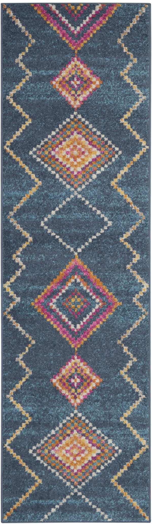 2?x 8?Navy Blue Berber Pattern Runner Rug