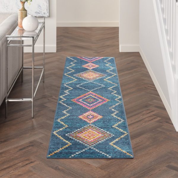 2?x 8?Navy Blue Berber Pattern Runner Rug - Image 4