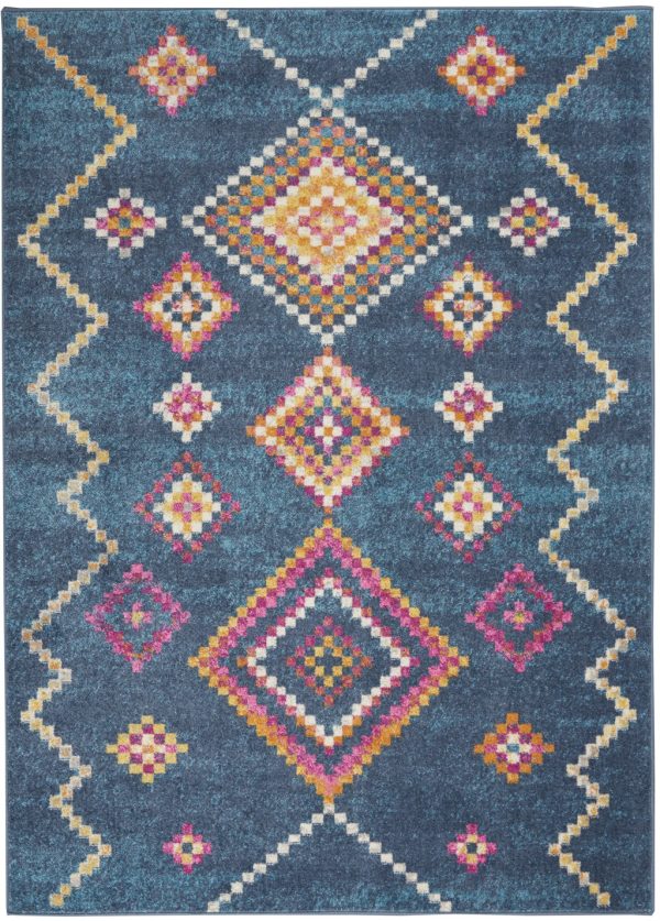 5?x 7?Navy Blue Berber Pattern Area Rug