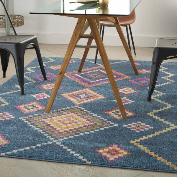 5?x 7?Navy Blue Berber Pattern Area Rug - Image 4