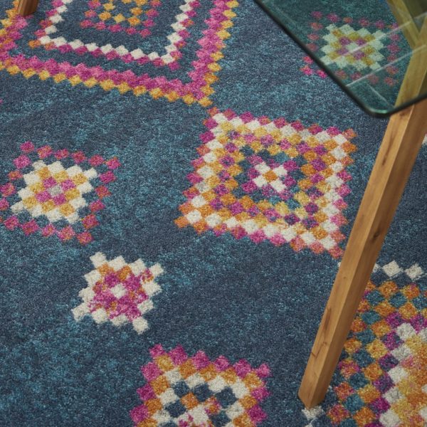5?x 7?Navy Blue Berber Pattern Area Rug - Image 5